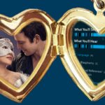 An opened heart-shaped locket with an image of Bridgerton on one side and VidAngel's Filter page on the other.